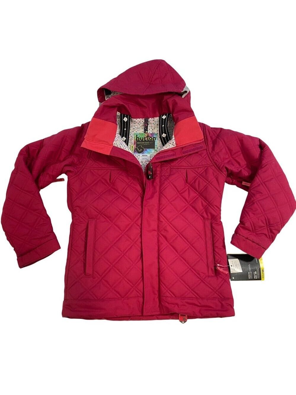 NWT Burton Girls Dulce Quilted Jacket M Raspberry Pink Hooded Insulated NWT ajus